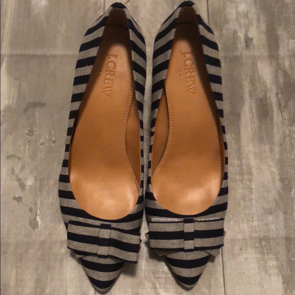 J.crew navy and gray striped heel. NIB.